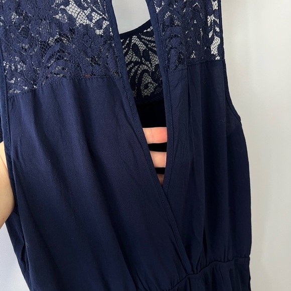 Elegant Navy Blue Lace Jumpsuit - Picture 4 of 4